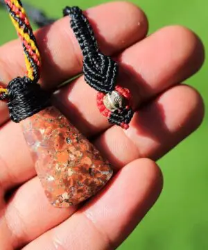 Alternative view of Kingston Copper Aboriginal colour inspired Necklace,Australian Handmade Gemstone crystal jewelry,Australian Handwoven tropical cord necklace