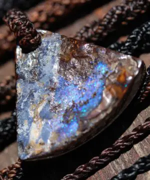 Matrix OPAL NECKLACE.Pattern Green Blue Purple Flashy Boulder Opal Pendant with Macrame Cord
