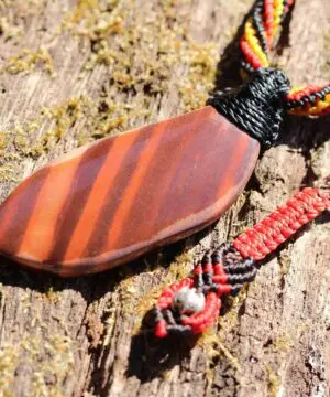 Australian Print Stone Necklace Talisman, Newsprint Jasper spiritual Pendant, Australian handmade , Tropical handwoven cord , Galatasaray