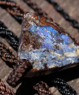 Matrix OPAL NECKLACE.Pattern Green Blue Purple Flashy Boulder Opal Pendant with Macrame Cord