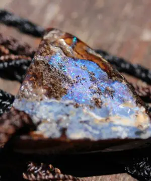 Matrix OPAL NECKLACE.Pattern Green Blue Purple Flashy Boulder Opal Pendant with Macrame Cord