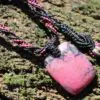 Australian Rhodonite Crystal Healing,Rhodonite Necklace,Tribal pendant,Macrame necklace,string art Heart Chakra stone Jewelry,Taurus