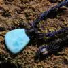 LARIMAR Pendant, Elven Talisman, Macrame Necklace, Burning man Jewelry,mermaid dolphin stone,Blue Stone Pendant,