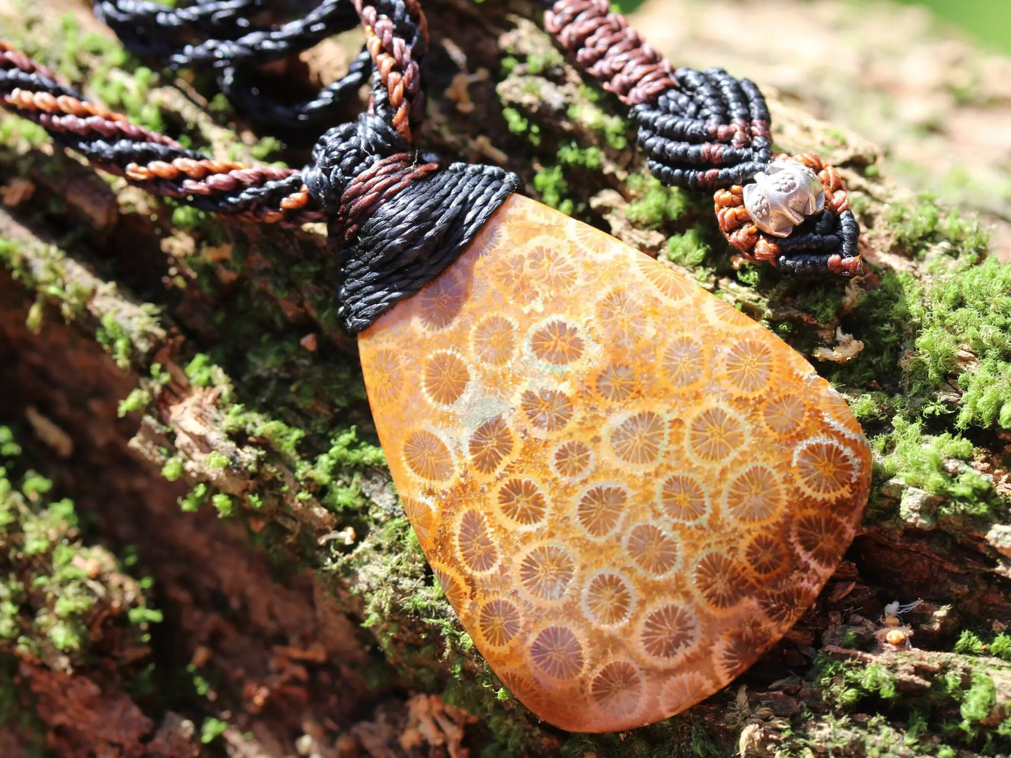 Ancient Red Coral Fossil Necklace • Healing Crystal Talisman • Elven Gemstone Pendant • Australian tropical cord , Summer surfer necklace - Image 7