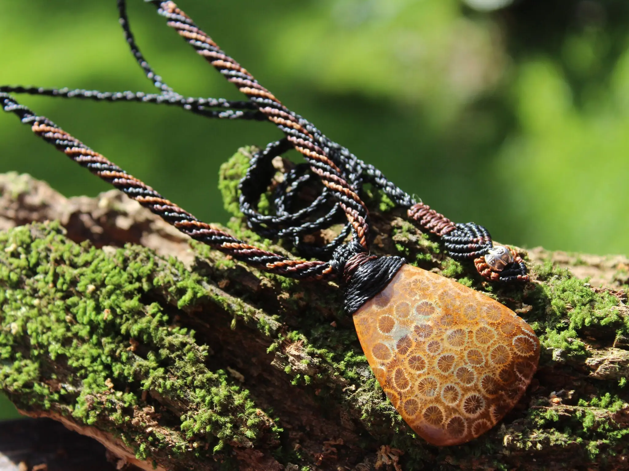 Ancient Red Coral Fossil Necklace • Healing Crystal Talisman • Elven Gemstone Pendant • Australian tropical cord , Summer surfer necklace - Image 9