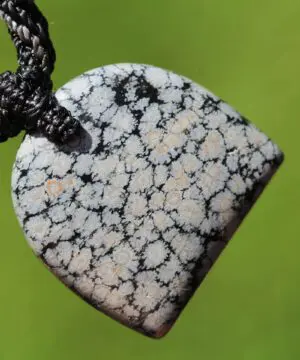 Snowflake Obsidian Necklace, Snowflake Obsidian Pendant, Black Crystal, ELVEN Macrame  jewelry