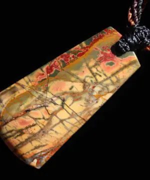 OutBack Scenic Jasper Pendant, Australian Made Macrame Cord Jasper Necklace,Healing Crystal Jewelry, Yellow Stone Gift for him and for her