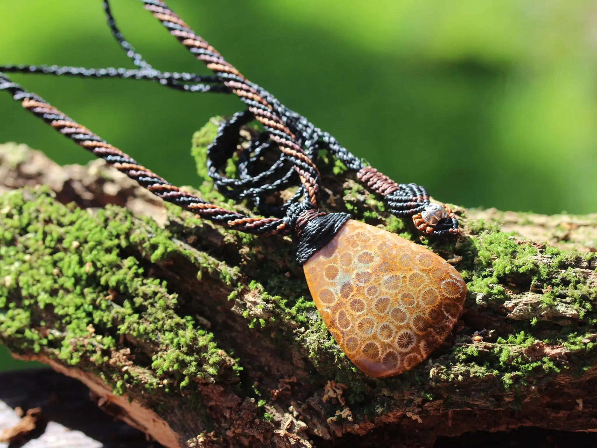 Ancient Red Coral Fossil Necklace • Healing Crystal Talisman • Elven Gemstone Pendant • Australian tropical cord , Summer surfer necklace - Image 6