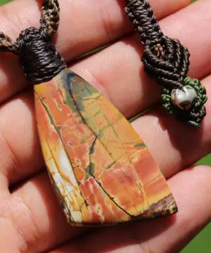 Alternative view of Out Back Scenic Jasper Pendant, Australian made Handmade Macrame cord Outback Jasper Necklace, Elven Healing crystal jewelry,