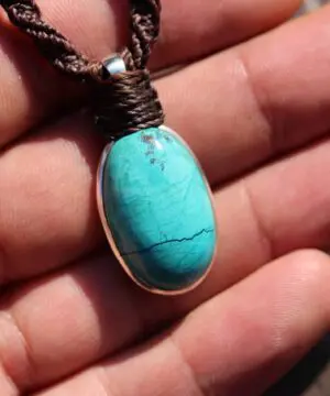 Alternative view of 925 Silver Gem Silica Necklace ,Quantum Quattro Pendant,Chrysocola,Malachite,Shattuckite,Azurite Pendant,Macrame jewelry