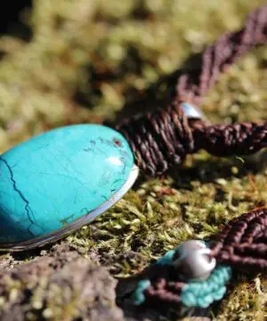 925 Silver Gem Silica Necklace ,Quantum Quattro Pendant,Chrysocola,Malachite,Shattuckite,Azurite Pendant,Macrame jewelry