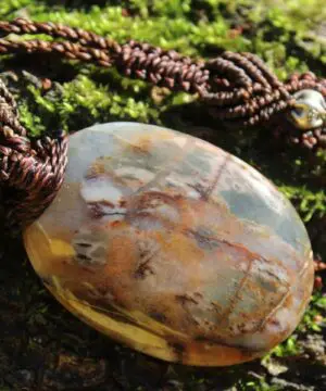 Australian Picture Jasper Pendant, Outback Jasper Necklace. first nation jewelry,aboriginal art pendant,Macrame Cord,Australian made