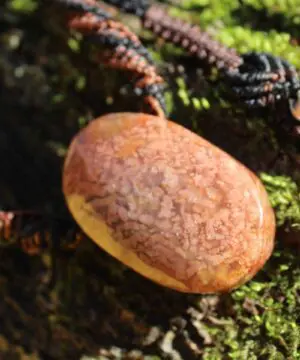 Pink Moss Agate necklace,  Moss Agate Pendant, Australian made Macrame Cord Healing Crystal Jewelry, september birthstone