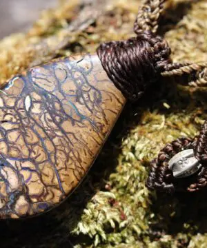 Australian koroit boulder opal pendant necklace,ethically sourced opal jewelry,australian made macrame Cord,australian opal macrame necklace