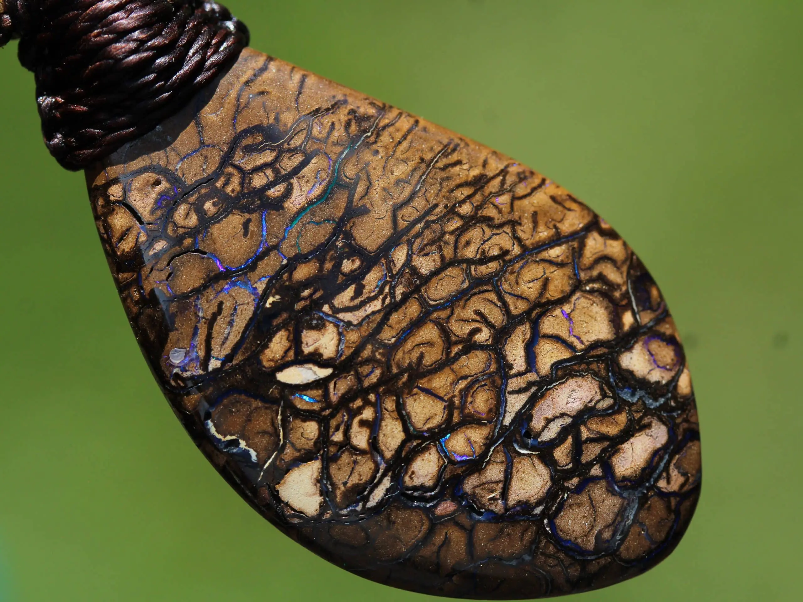 Australian koroit boulder opal pendant necklace,ethically sourced opal jewelry,australian made macrame Cord,australian opal macrame necklace - Image 7
