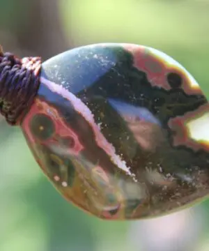 Alternative view of Elven OCEAN JASPER Pendant,Gemstone Jewelry, Macrame Crystal Necklace, Australian Made, Beaded Jewelry, Maori Art Talisman