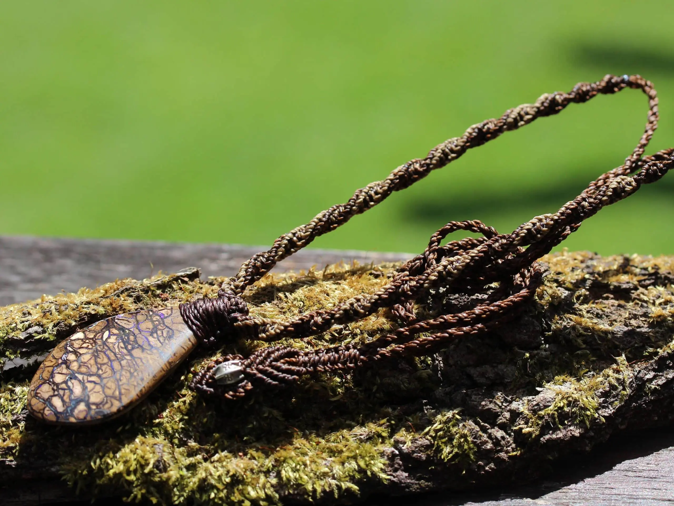 Australian koroit boulder opal pendant necklace,ethically sourced opal jewelry,australian made macrame Cord,australian opal macrame necklace - Image 5