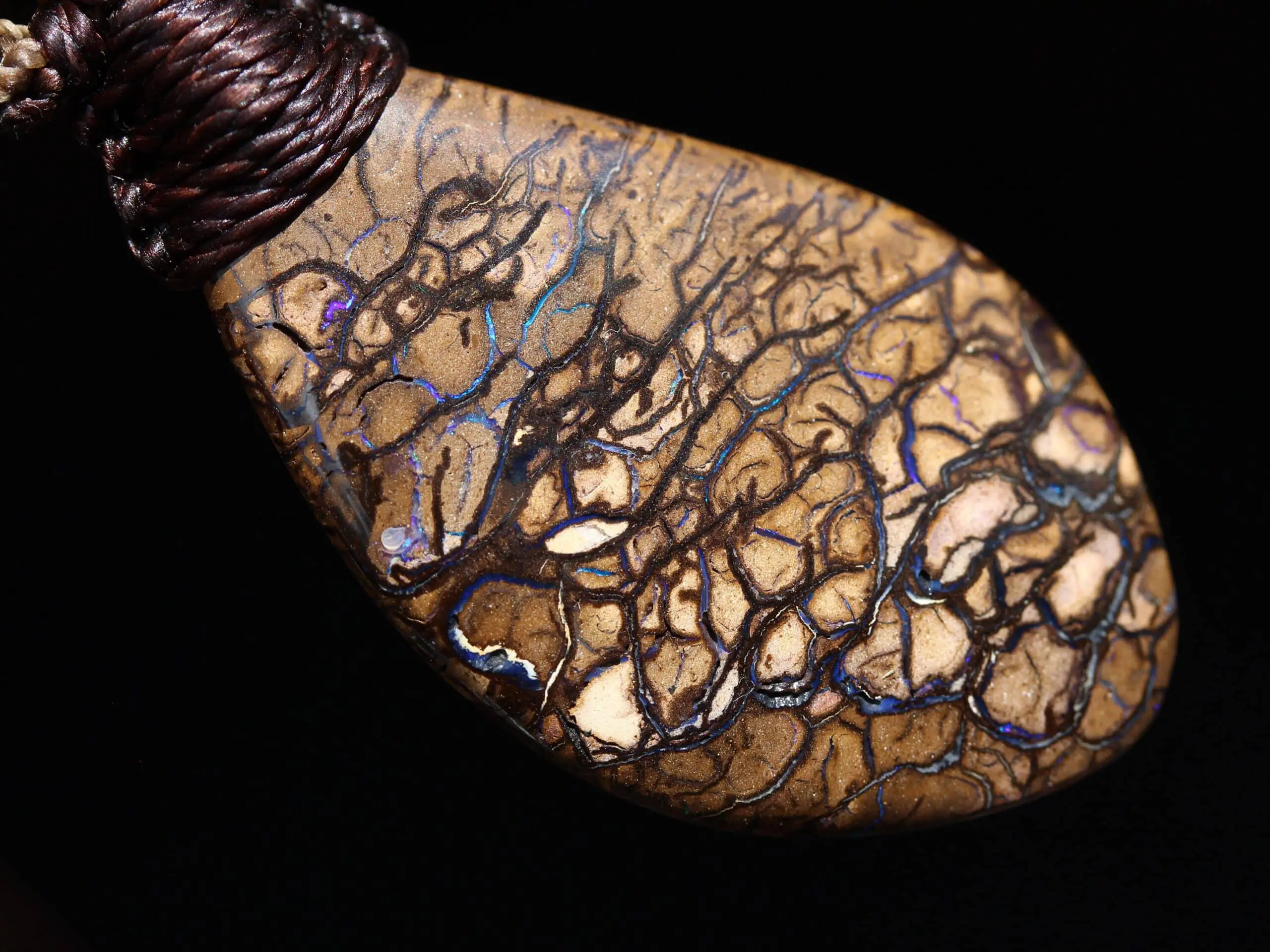 Australian koroit boulder opal pendant necklace,ethically sourced opal jewelry,australian made macrame Cord,australian opal macrame necklace - Image 8