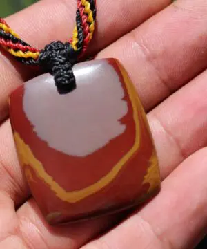 Alternative view of noreena jasper necklace, australian made handwoven tropical cord, healing crystal jewelry, natural stone indigenous pendant Galatasaray