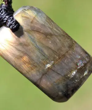 Alternative view of Labradorite Pendant, Australian made macrame cord healing crystal jewellery labrodorite necklace, Indigo Gemstone, Tribal Macrame Cord