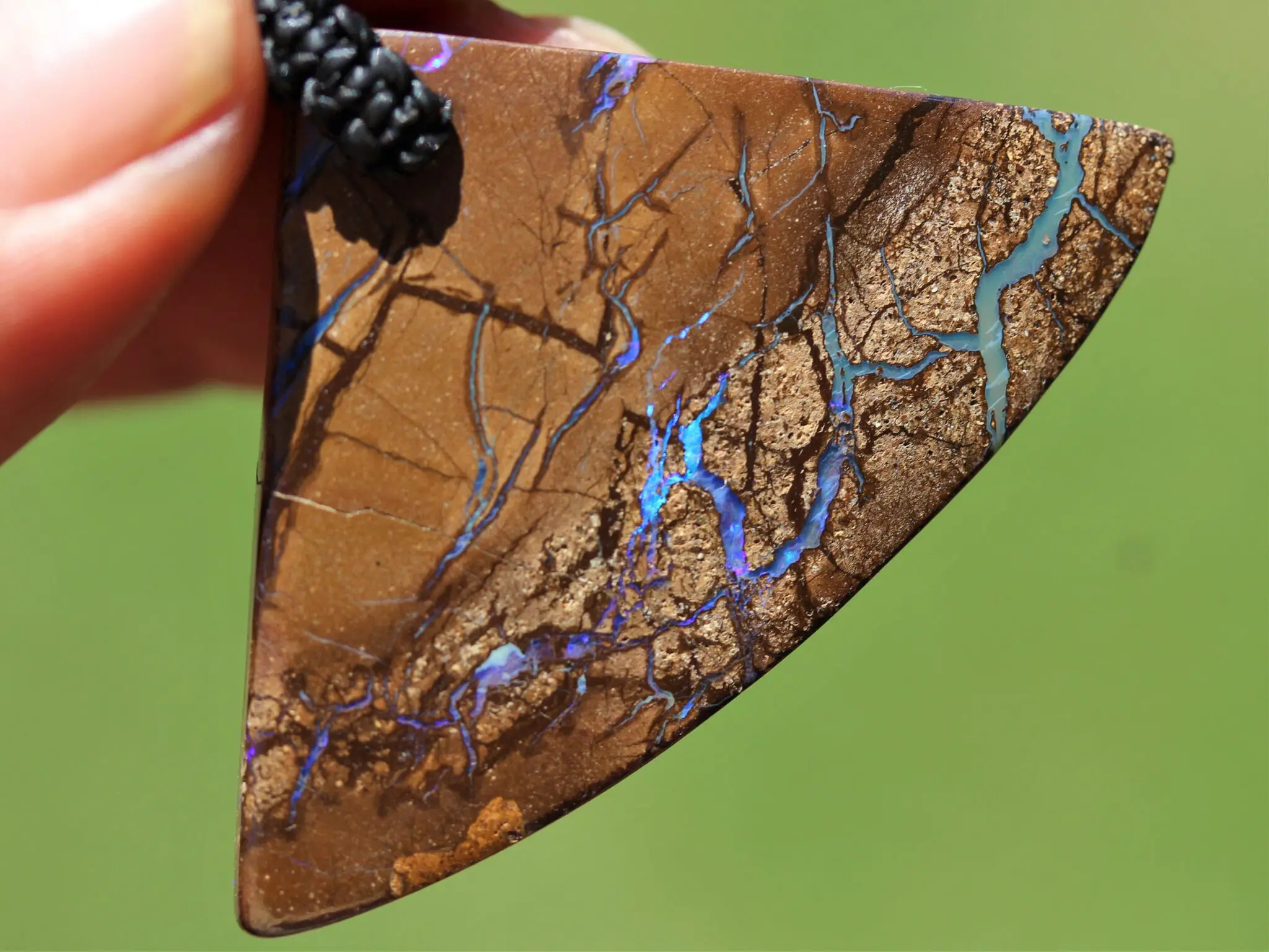 Natural Opal Pendant. Elven Boulder Opal Necklace with Macrame Shibari Cord