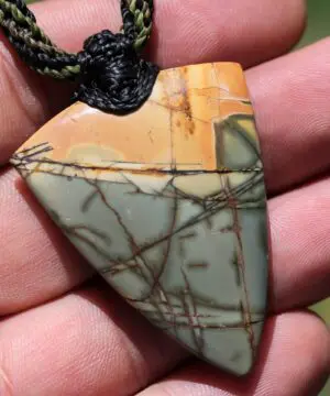 Alternative view of Arrow Out Back Scenic Jasper Necklace, Talisman Pendant, Australian Made Macrame Cord, Healing Crystal Jewelry, gift for him , gift for her
