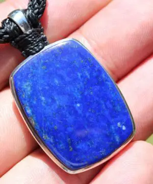 Alternative view of Elven Lapis Luzuli Macrame Necklace, Burning man Jewelry, Pyrite Pendant,Viking Celtic Necklace,Blue stone