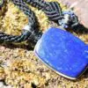 Elven Lapis Luzuli Macrame Necklace, Burning man Jewelry, Pyrite Pendant,Viking Celtic Necklace,Blue stone