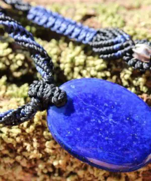 Elven Lapis Luzuli Macrame Necklace, Pyrite Pendant, Blue Stone Pendant,Australian made Macrame Cord Healing Crystal Jewelry, Christmas gift