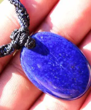 Alternative view of Elven Lapis Luzuli Macrame Necklace, Pyrite Pendant, Blue Stone Pendant,Australian made Macrame Cord Healing Crystal Jewelry, Christmas gift