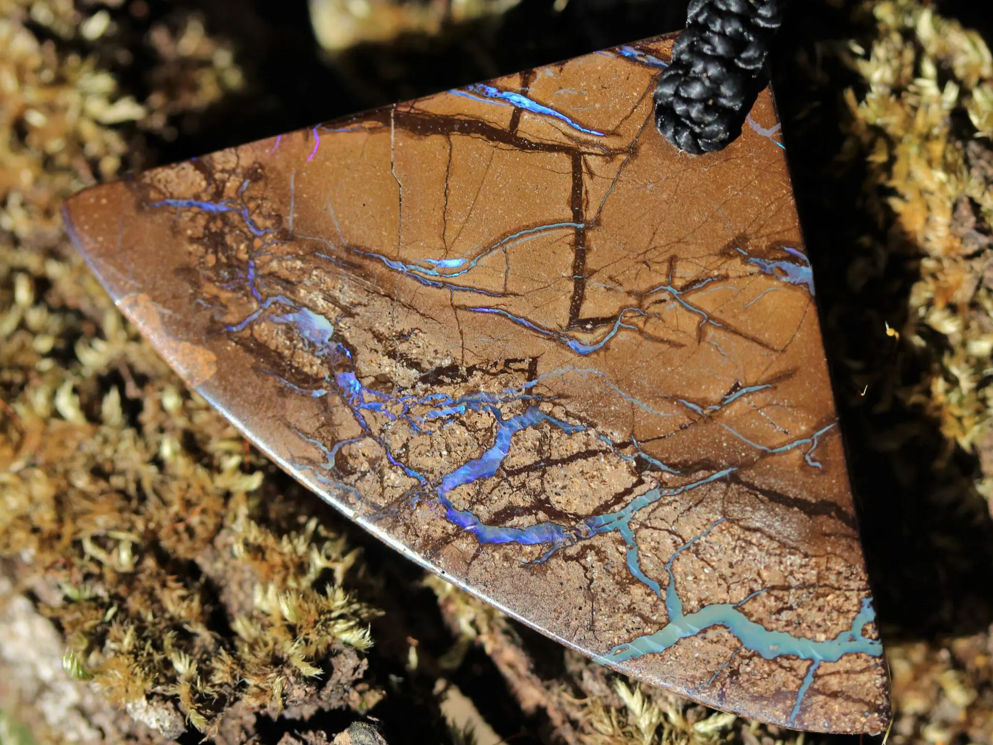 Natural Opal Pendant. Elven Boulder Opal Necklace with Macrame Shibari Cord - Image 6