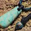 AUSTRALIAN CHRYSOCOLLA Necklace, Raw Blue Quartz Pendant,  Australian made Macrame Cord Healing Crystal Jewelry, Christmas gift idea