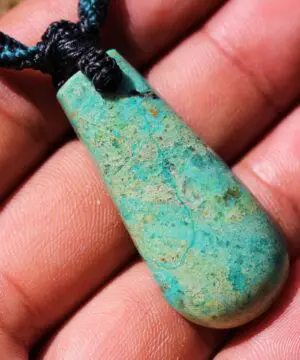 Alternative view of AUSTRALIAN CHRYSOCOLLA Necklace, Raw Blue Quartz Pendant,  Australian made Macrame Cord Healing Crystal Jewelry, Christmas gift idea