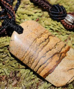 Picture Jasper Necklace, Brown Stone Jasper Pendant , Australian Seller Healing Crystal Pendant, Australian Made Macrame cord, Elven Jewelry