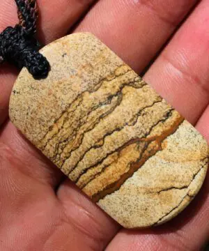 Alternative view of Picture Jasper Necklace, Brown Stone Jasper Pendant , Australian Seller Healing Crystal Pendant, Australian Made Macrame cord, Elven Jewelry