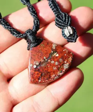 Red Moss Agate Necklace Moss Agate Pendant, Australian made Elven Macrame Cord Healing Crystal Jewelry, Christmas gift idea