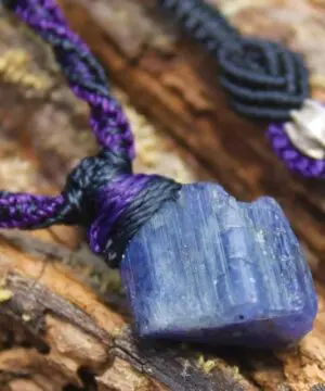 Alternative view of Tanzanite Necklace, Platypus Dreaming Tanzanite Pendant, Raw Crystal Elven Jewelry, Australian Made Macrame Cord Healing crystal Jewellery