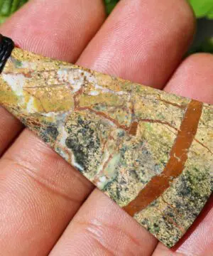 Alternative view of SnakeSkin RAINFOREST SERPENTINE Necklace, Serpentine Marbel Pendant, Australian Made Macrame Cord Healing Jewellery