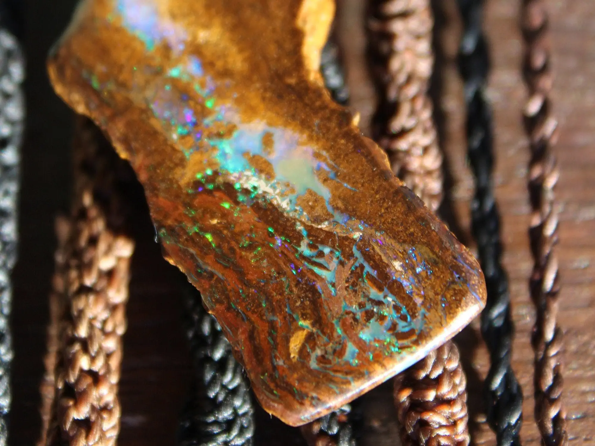 Matrix Koroit OPAL NECKLACE, Australian boulder Opal, Australian made macrame cord, reiki healing jewellery, elven unique statemen talisman