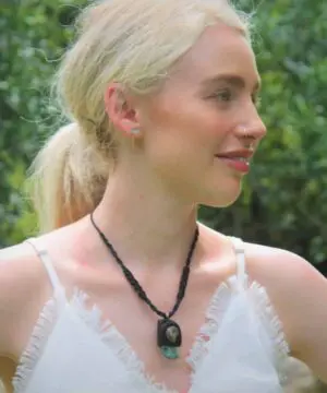 Aquamarine wood pendant, Opalized Ammonite Necklace jewelry,Red Cedar Wood, Australian made Macrame cord,October BirthStone,Healing crystal