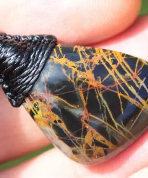 Alternative view of Australian Pilbara Jasper Pendant, Jasper Necklace, Australian made Macrame Cord, Aboriginal Outback Healing crystal Jewelry, may birthstone