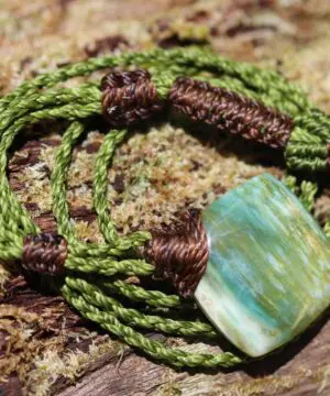 Australian Chrysoprase Pendant Necklace, Australian made thin macrame cord, Natural Green Healing stone Jewelry
