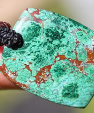 Australian Chrysocolla pendant, Chrysocolla necklace, Australian made thin Macrame cord, June birthstone,natural green stone surfer necklace