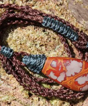 Australian noreena jasper necklace, australian made thin macrame cord, red stone tribal healing jewelry, may birthstone, tribal pendant