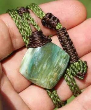 Alternative view of Australian Chrysoprase Pendant Necklace, Australian made thin macrame cord, Natural Green Healing stone Jewelry