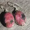 Australian Silver Rhodonite Earrings, Australian handmade crsytal healing jewelry, gemstone earrings jewelry, natural crystal jewellery
