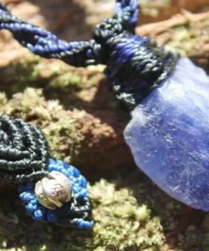 Real Tanzanite Necklace,Purple Stone Tanzanite Pendant, Raw Crystal Elven Jewelry, Australian Made Macrame Cord Healing crystal Jewellery