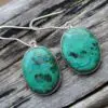 Australian Silver Chrysocolla Earrings, Australian handmade crystal healing jewelry, Unique natural gemstone earrings , Blue stone talisman
