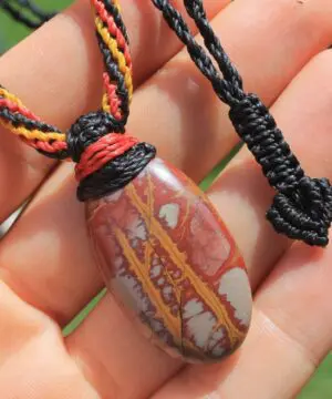 Alternative view of Fenix Australian Tribal Noreena Jasper Pendant, Phoenix Fire Bird Necklace, indigenous Cord,First Nation aboriginal colour art Galatasaray