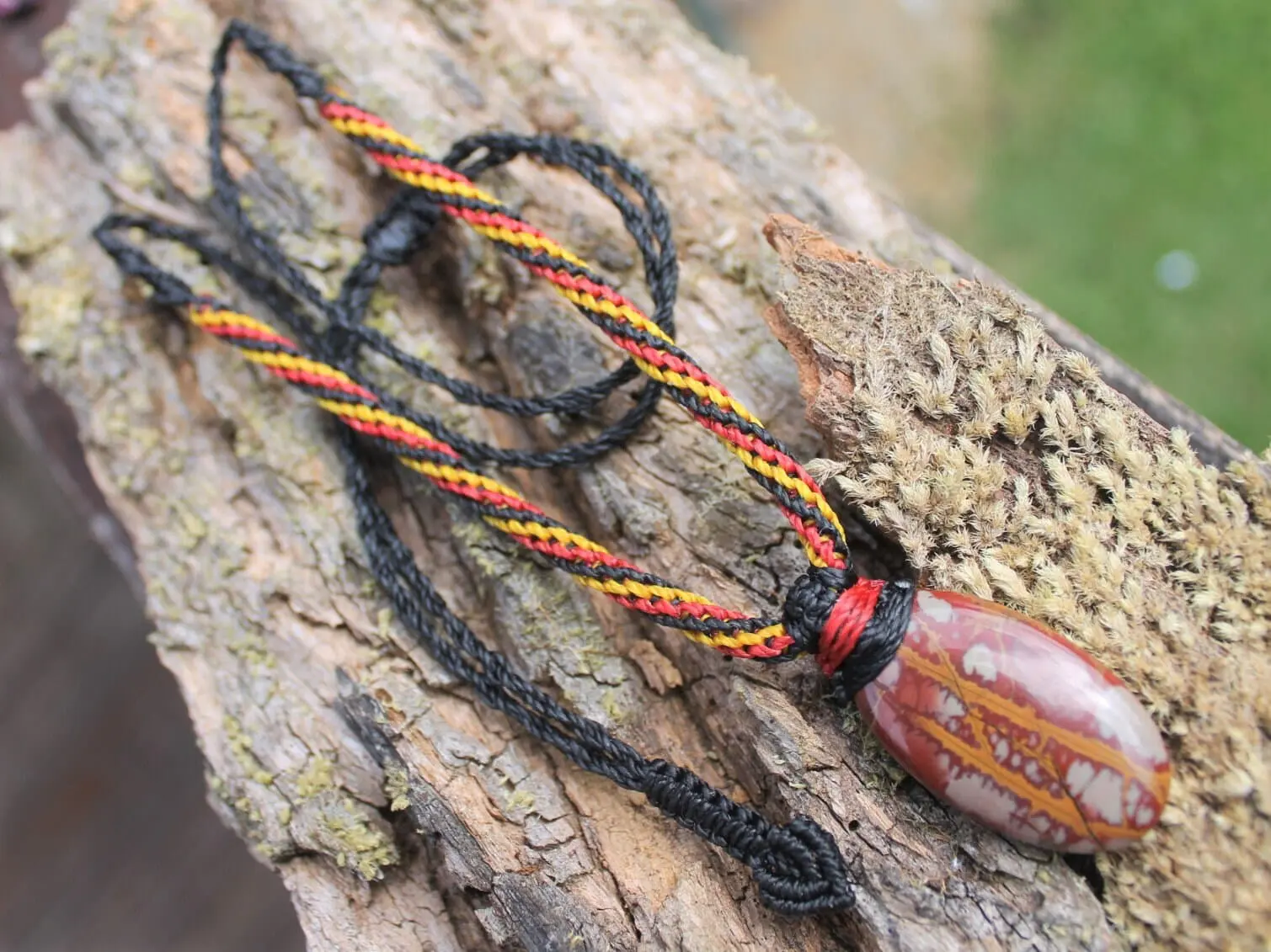 Fenix Australian Tribal Noreena Jasper Pendant, Phoenix Fire Bird Necklace, indigenous Cord,First Nation aboriginal colour art Galatasaray - Image 5